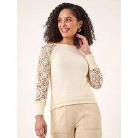 Roman Crochet Sleeve Knit Jumper