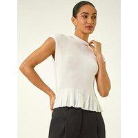 Roman Dusk Crinkle Knit Peplum Top