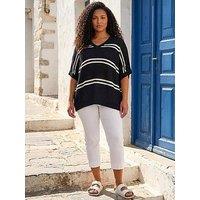 Roman Curve Stripe V-Neck Knit Jumper