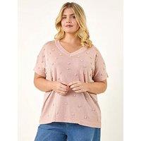 Roman Curve Faux Pearl Embellished Top