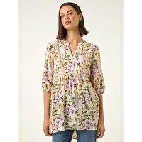 Roman Floral Print Ladder Trim Overshirt