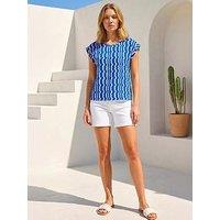 Roman Abstract Wave Print Shell Top