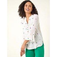 Roman Floral Embroidered Buttoned Top
