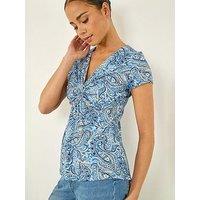 Roman Petite Abstract Twist Front Stretch Top