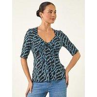 Roman Petite Abstract Print Drawstring Top