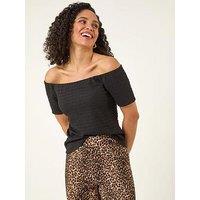 Roman Textured Bardot Stretch Top