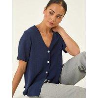 Roman Petite V-Neck Button Through Blouse