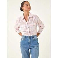 Roman Petite Floral Jacquard Buttoned Blouse