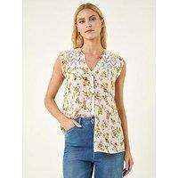 Roman Floral Lace Sleeveless Blouse