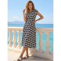 Roman Daisy Print Midi Tea Dress
