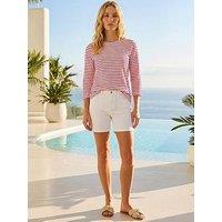Roman Stripe Print Boat Neck Top