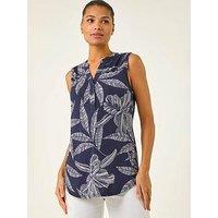 Roman Floral Puff Print Stretch Vest
