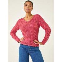 Roman Scallop V-Neck Knit Jumper