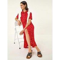 Roman Geo Print Belted Shirt Dress