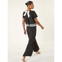 Roman Ric Rac Trim Stretch Jumpsuit