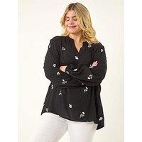 Roman Curve Embroidered Woven Top