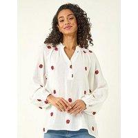 Roman Dusk Strawberry V-Neck Tunic Top