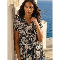 Roman Printed Broderie Collared Top