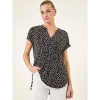 Roman Polka Dot Puff Print Top