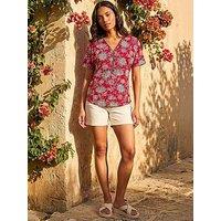 Roman Floral Print Zip Detail Top