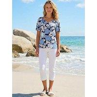 Roman Floral Puff Print V-Neck Top