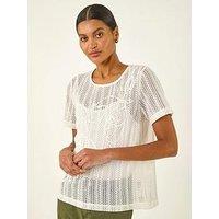 Roman Textured Floral Line Stretch Top