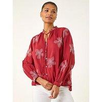 Roman Floral Embroidered Blouse