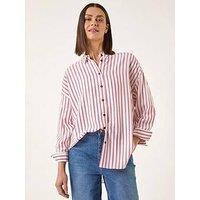 Roman Stripe Print Button Blouse