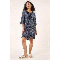 Roman Geo Lace Detail Smock Dress
