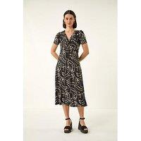 Roman Floral Print Twist Front Stretch Dress