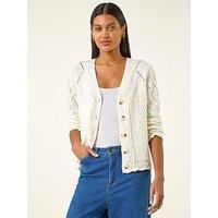 Roman Scallop V-Neck Knit Cardigan