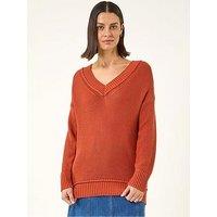 Roman Ribbed V-Neck Boyfriend Jumper