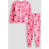 The Very Collection Single Heart Print Long Sleeve Pyjama - Pink