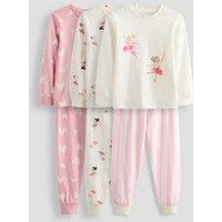 The Very Collection 3 Pack Ballerina Jersey Print Pyjama - Pink