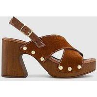 Office Miley Cross Over Wood Effect Heeled Sandals - Tan