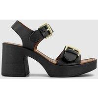 Office Marseille - Two Part Heeled Sandal - Black Leather