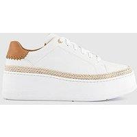 Office Terri - Jute Platform Lace Up Trainer - White
