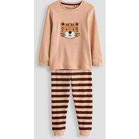The Very Collection Tiger Striped Single Long Sleeve Pyjama - Brown