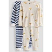 The Very Collection 2 Pack Lion Striped Long Sleeve Pyjama - Cream