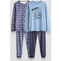 The Very Collection Boys' Gaming Print Pyjama Set 2 Pack - Navy