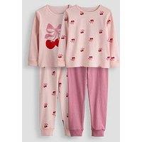 The Very Collection 2 Pack Cherry Printed Long Sleeve Pyjama (9 Months - 7 Years) - Pink