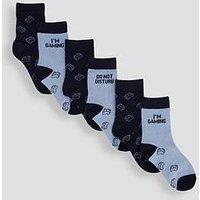 The Very Collection Kids Gamer 6 Pack Socks - Blue
