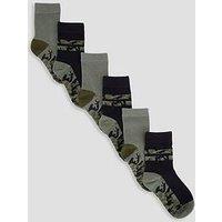 The Very Collection Camo 6 Pack Socks - Green