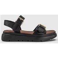 Office Buckle Detail Platform Sandal - Black