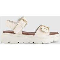 Office Buckle Detail Platform Sandals - White