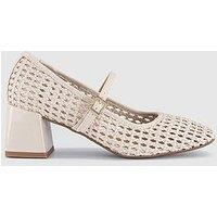 Office Mara - Basket Weave Heeled Mary Jane - Off White