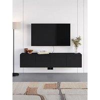 Decortie Combe Wall Mounted Tv Cabinet - Black Wood