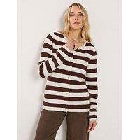 Long Tall Sally Stripe Knitted Cardigan - Brown