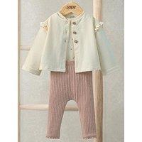 Mamas & Papas Baby Girls 3 Piece Jersey Jacket, Leggings & Daisy Bodysuit Set - Pink