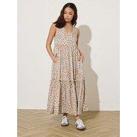 Pixiegirl Petite Ditsy Frill Tiered Midi Dress - Purple